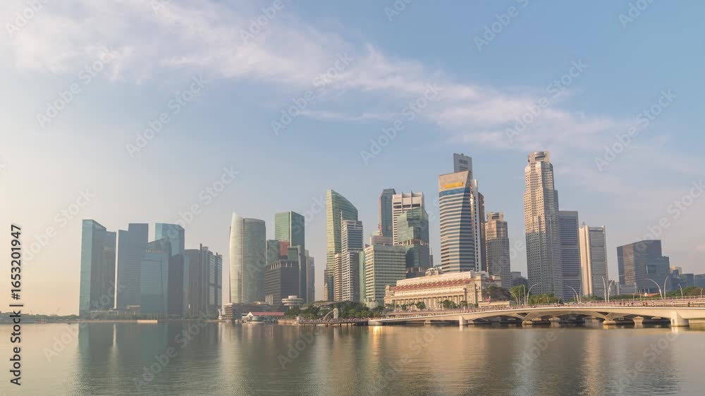 Singapore time lapse city skyline at Marina Bay waterfront business district Singapore time lapse city skyline at Marina Bay waterfront business district