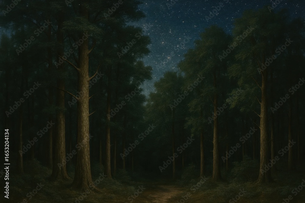 Fototapeta premium A Nighttime Symphony in Nature's Embrace