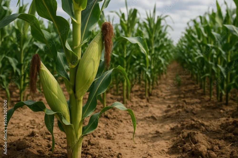Fototapeta premium A Cornfield Under the Clear Sky