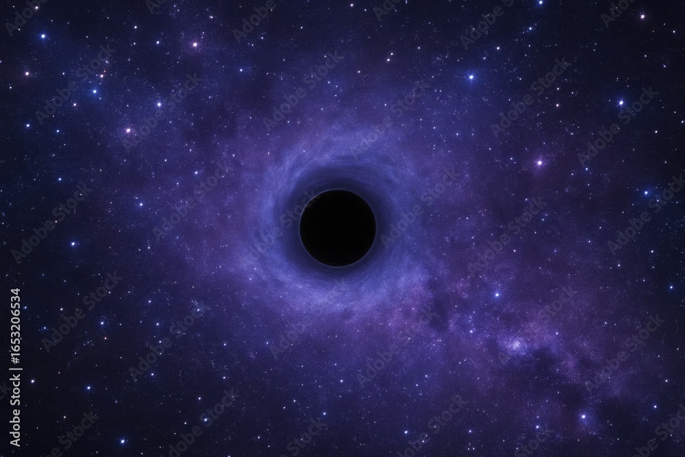 Fototapeta premium A black hole at the center of a starry expanse