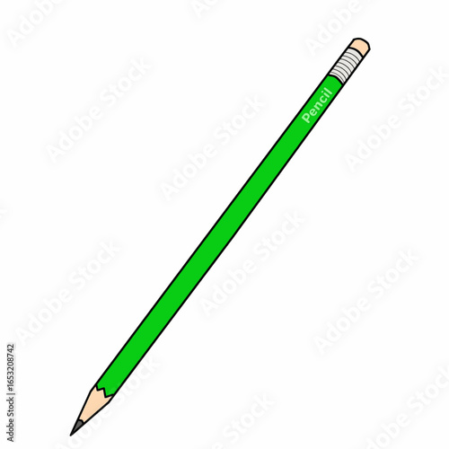 green pencil on white background