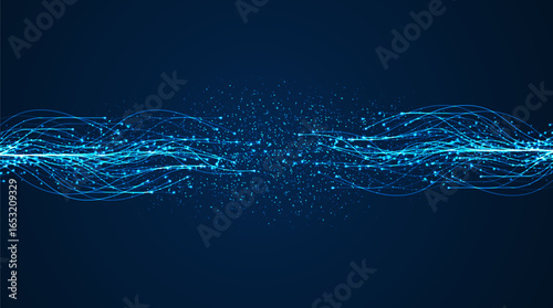 Ai technology. Concept of artificial intelligence. Blue and dots lines. Digital, communication, science, networks