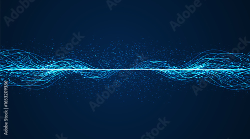Ai technology. Concept of artificial intelligence. Blue and dots lines. Digital, communication, science, networks