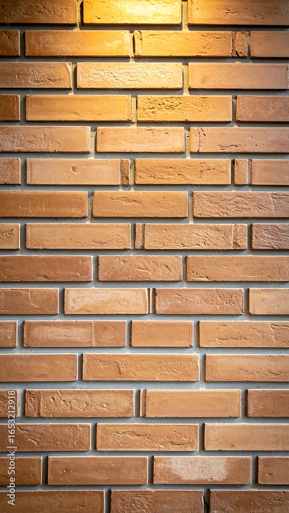 Obraz premium Beige brick wall with light