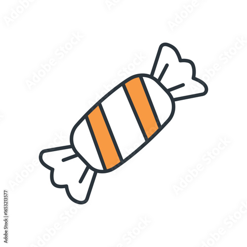 Wrapped orange and white candy illustration with simple design and minimalist style. Vector illustration