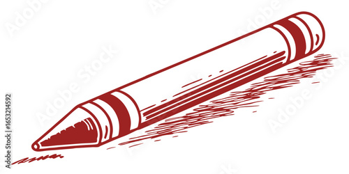 red ballpoint pen line art illustration with motion lines and writing movement isolated on white background.