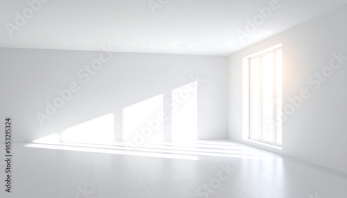 Wallpaper Mural Bright Sunlight Streaming Through Window in Minimalist White Room Interior Design Torontodigital.ca