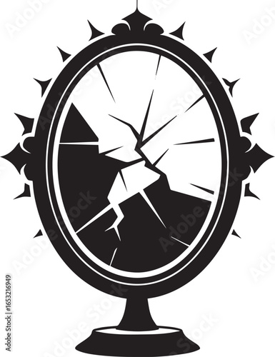 Silhouette of a Person Reflected in a Broken Mirror – Conceptual Abstract Reflection Art