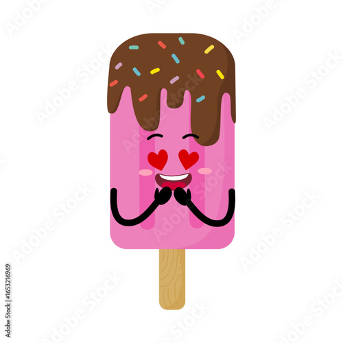 Cute Hand Drawn Crazy In Love Popsicle