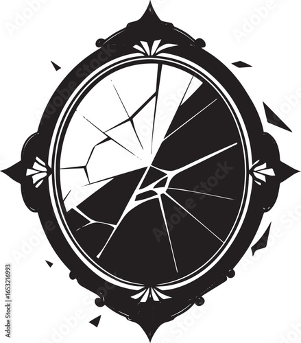Silhouette of a Person Reflected in a Broken Mirror – Conceptual Abstract Reflection Art
