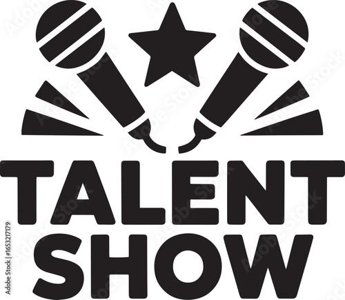 Talent Show Vector Illustration with Microphones and Star for Performance Event Design