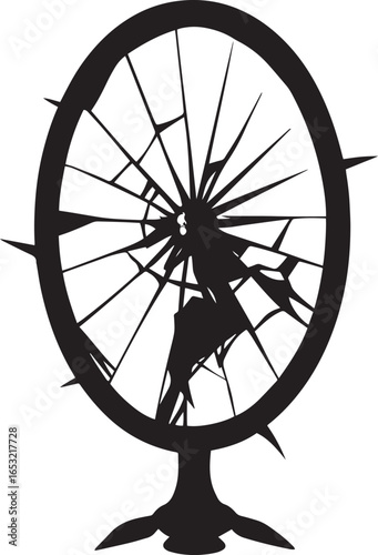 Silhouette of a Person Reflected in a Broken Mirror – Conceptual Abstract Reflection Art