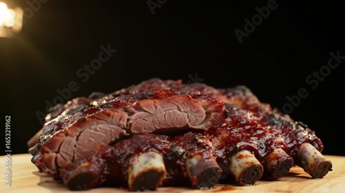 Glazed BBQ Ribs: A Mouthwatering Close-Up