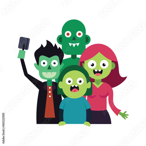 Monster Group Selfie Funny Halloween Silhouette
