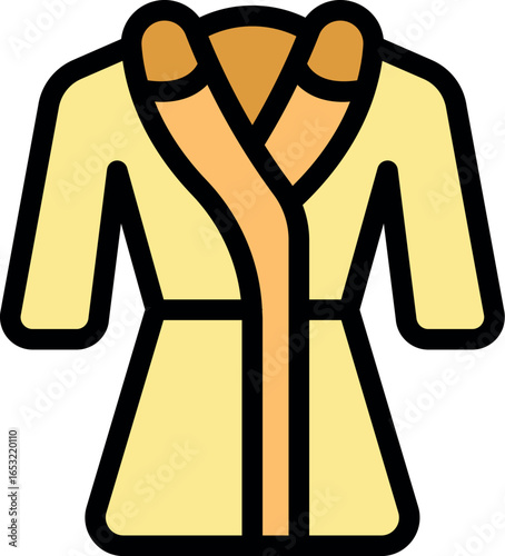 Comfortable yellow bathrobe featuring a shawl collar and a belt, perfect for relaxing at home