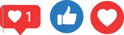 social media reaction icon love like heart vector set look like original
