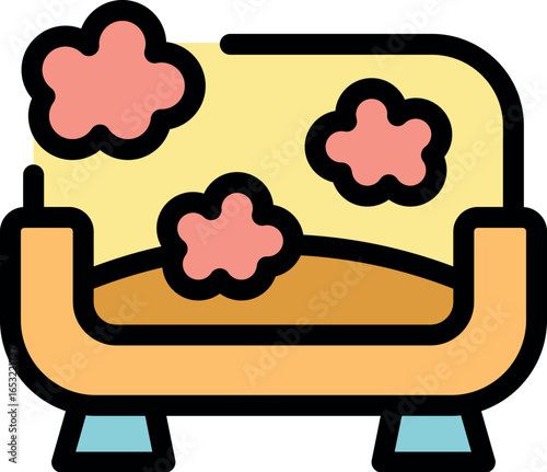 Dirty pet bed emitting a foul odor, requiring thorough cleaning with soap and water for hygiene