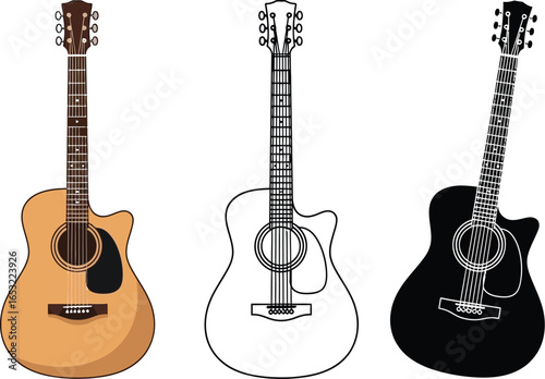 Acoustic guitar vector illustration musical instrument art