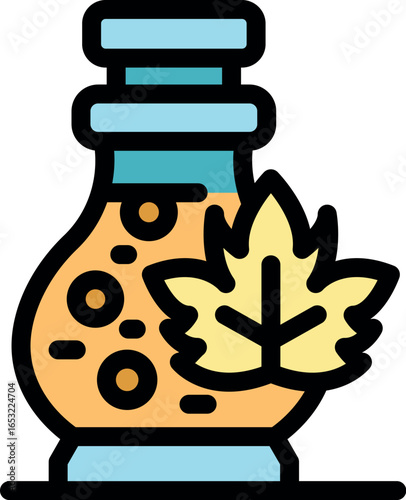 Glass bottle containing herbal extract, adorned with a leaf, symbolizing natural remedies and holistic wellness