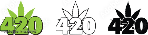 Four twenty cannabis day marijuana weed leaf vector graphic