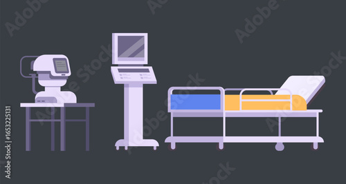 Resuscitation hospital room interior concept. Vector flat graphic design simple illustration	