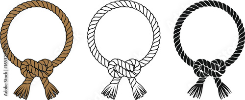 Rope knot vector illustration different color variations