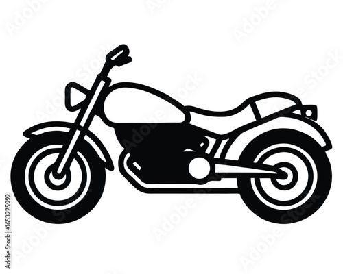 Cruiser motorcycle silhouette icon isolated on white background.