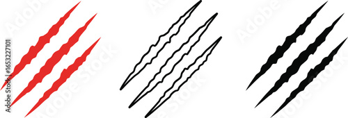 Claw scratch vector set monster animal wild cat bear mark design