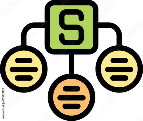 Server distributing data to multiple clients, network infrastructure symbol