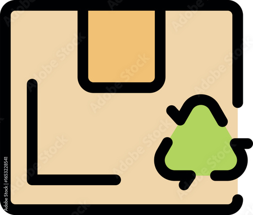 Eco friendly packaging solution represented by a cardboard box featuring a prominent recycling symbol, emphasizing environmental responsibility