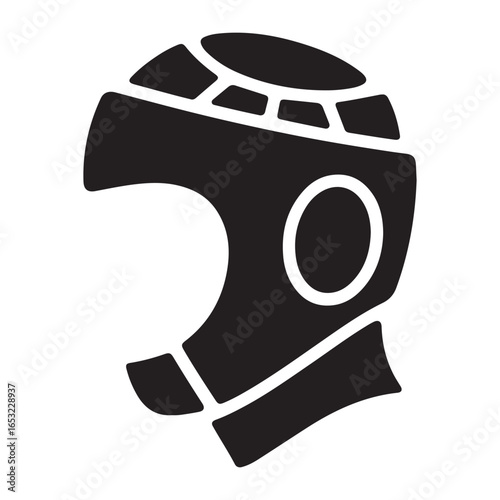 Black martial arts headgear icon combat. Vector black silhouette. with white background