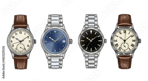 Exquisite vintage wristwatch collection showcase featuring diverse styles and materials