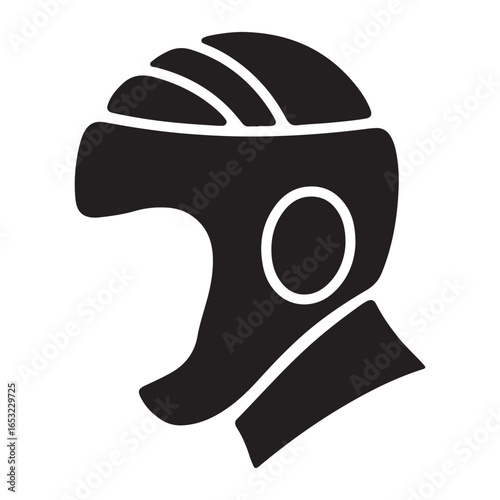 Black martial arts headgear icon combat. Vector black silhouette. with white background