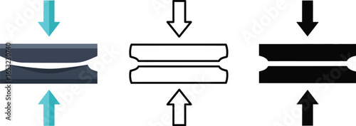 Compression strength test symbol vector illustration set