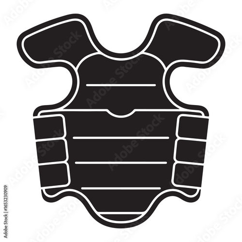 Black martial arts chest protector icon guard. Vector black silhouette. with white background