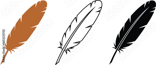 Feather quill pen vector illustration drawing silhouette
