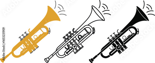 Trumpet cliparts vector illustrations musical instrument