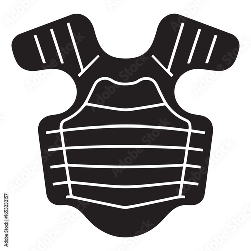 Black martial arts chest protector icon guard. Vector black silhouette. with white background