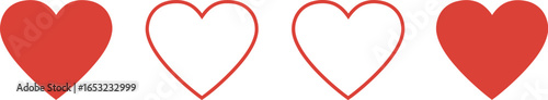 Red heart outline pattern repeating horizontally on transparent background