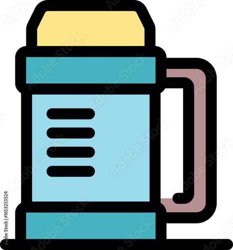 Metal thermos keeping drinks warm or cool, perfect for hiking and camping trips