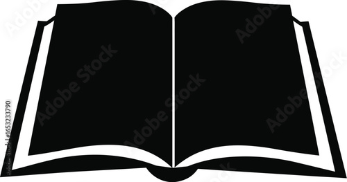 Open book silhouette icon illustration on transparent background for graphic design