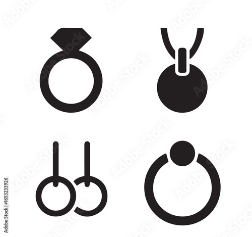 Jewelry-Silhouette-Icon-Set-Flat-Vector-Bundle