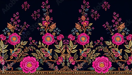 Floral embroidery pattern