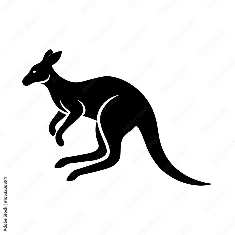 Fototapeta premium Majestic Kangaroo Silhouette A Striking Vector Illustration of Australian Wildlife, Perfect for Logos, Designs, and Prints - Bundle_154