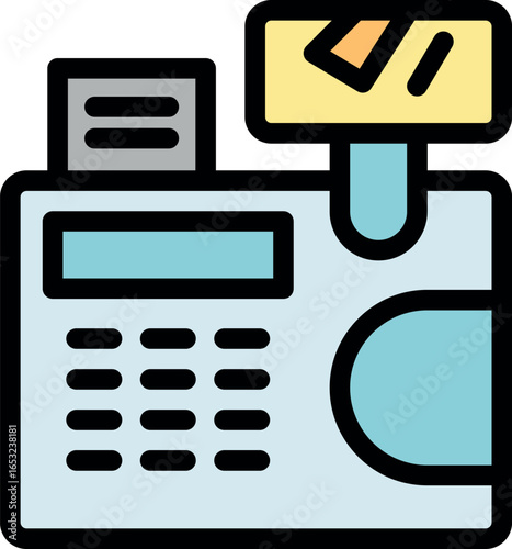 Modern pos terminal accepting contactless payment using credit card, ensuring secure and convenient financial transactions
