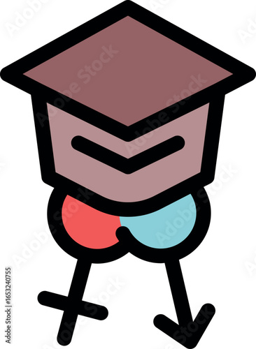 Graduation cap symbolizes joint academic achievement, bridging gender gap and celebrating equality in education