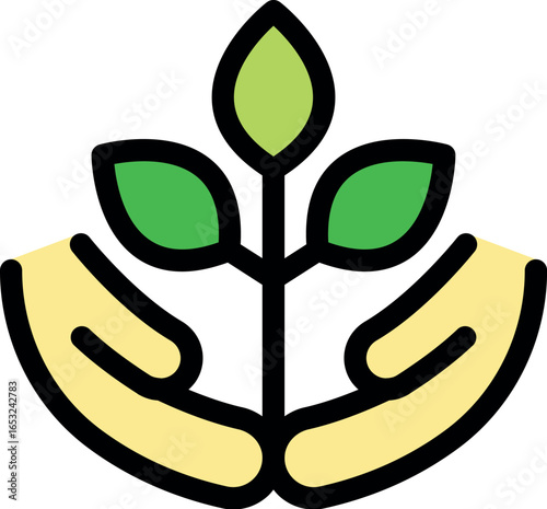 Growing plant protected by two hands, symbolizing environmental conservation and sustainable growth