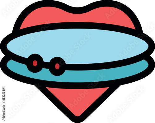 Light blue hoverboard with red wheels on a red heart, showing love for hoverboarding and extreme sports