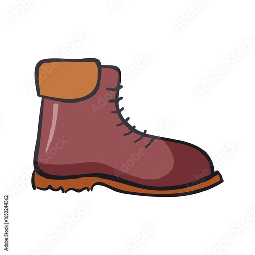 Rugged Boot's Profile: A classic brown boot, perfect for any adventure, drawn in a simple, artistic style.
