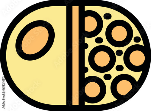Medical diagram showing cholesterol plaque buildup narrowing artery, comparing healthy and unhealthy artery